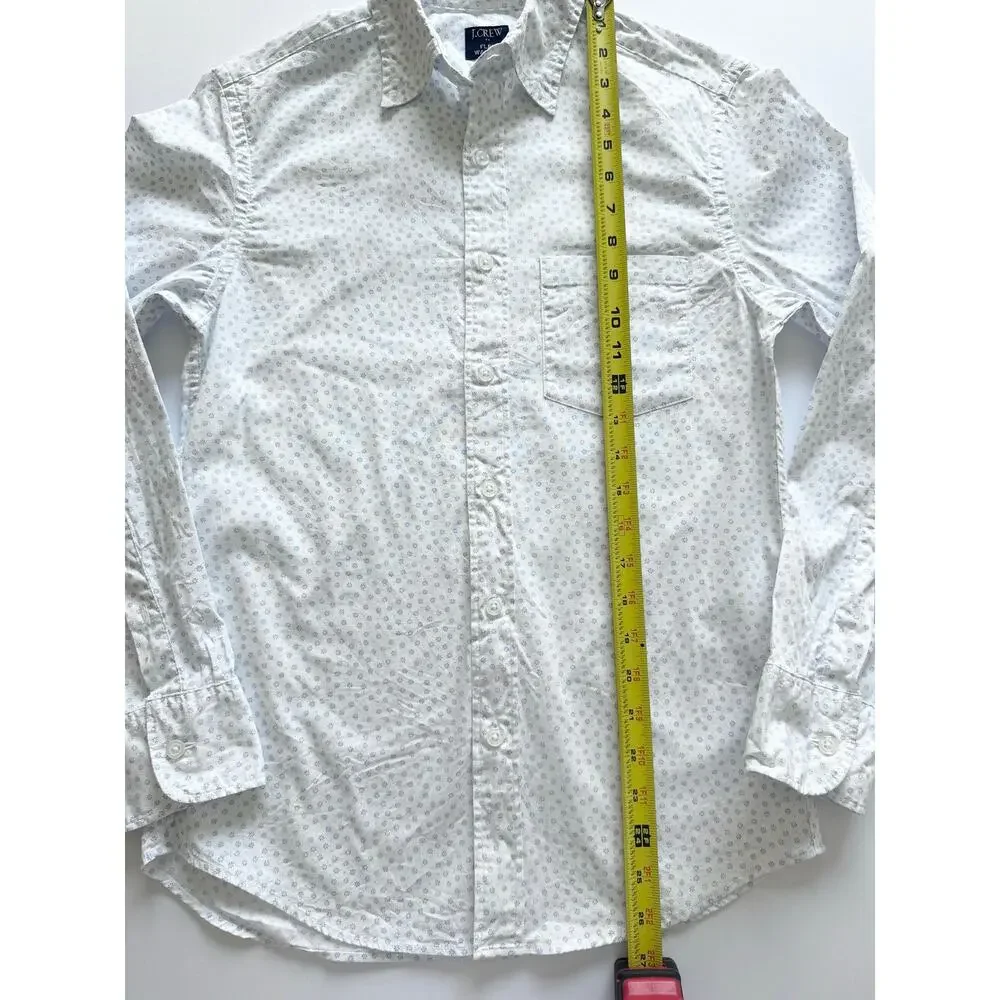 J.Crew Slim Untucked Shirt Mens XS White Blue Floral Flex Washed